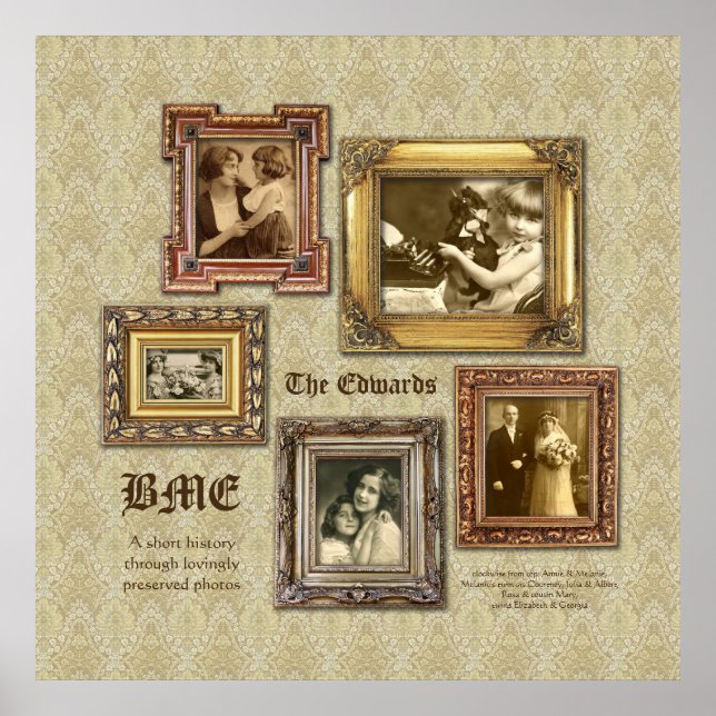 Create Your Own Ornate Gold Antique Frames Collage Poster (Front)