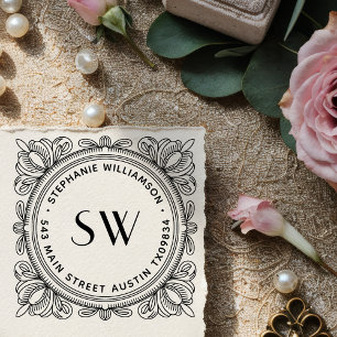 Create your own Ornate Leafy Fan Return Address Rubber Stamp