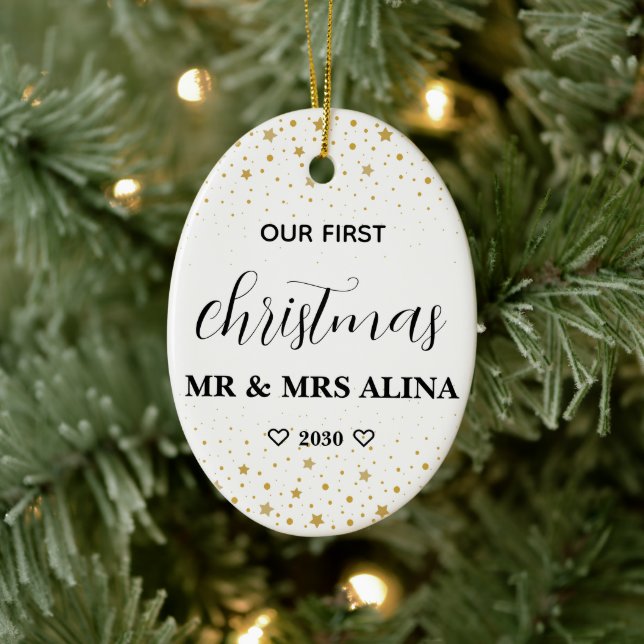 Create Your Own Our First Christmas Married Ceramic Ornament (Tree)