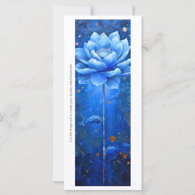 Create Your Own Painted Blue Lotus Bookmark Card (Front)
