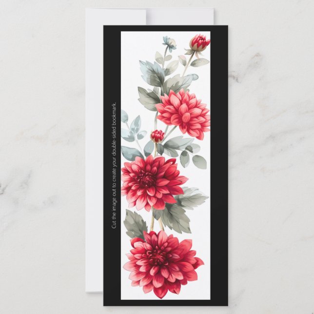 Create Your Own Painted Red Chrysanthemum Bookmark (Front)