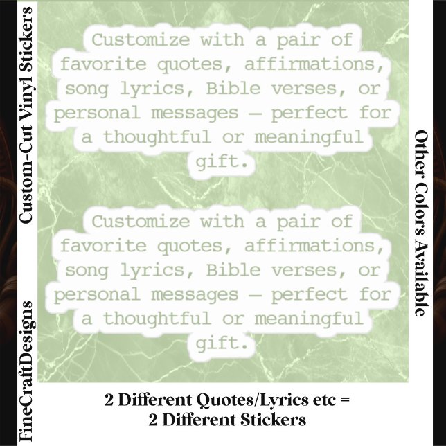 Create Your Own Pair of Custom Quote Verse Grn XS Sticker (Creator Uploaded)