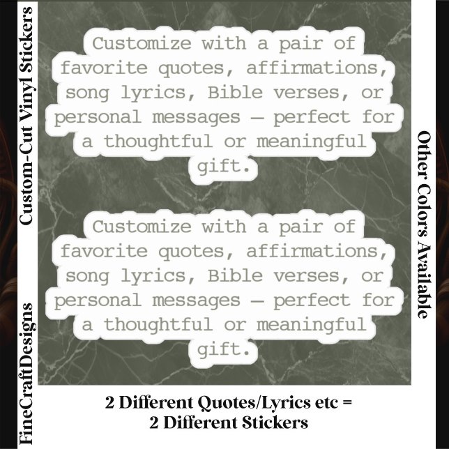 Create Your Own Pair of Custom Quote Verse Grn XS Sticker (Creator Uploaded)