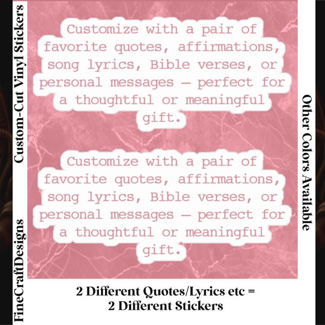 Create Your Own Pair of Custom Quote Verse Pink XS Sticker (Creator Uploaded)