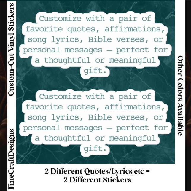 Create Your Own Pair of Custom Quote Verse Teal XS Sticker (Creator Uploaded)