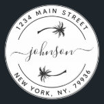 Create Your Own Palm Trees Round Return Address Classic Round Sticker<br><div class="desc">Create Your Own Round Return Address</div>