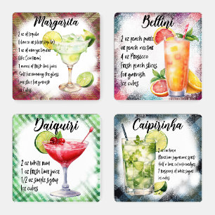 Create Your Own Party Cocktail Recipes Bar Coaster Set