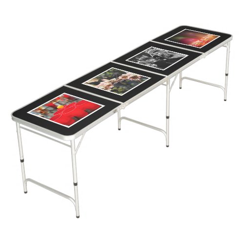 Create your Own Party Photo Collage Black  White Beer Pong Table