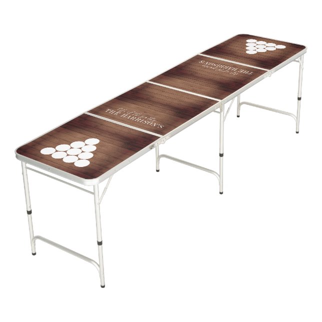 Create Your Own Party Rustic Dark Wood  Beer Pong  (Angled)