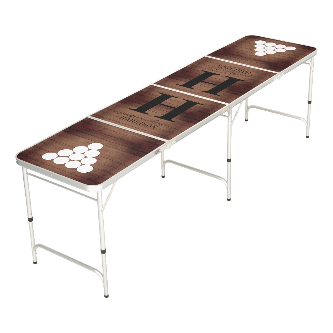 Create Your Own Party Rustic Dark Wood Beer Pong Table | Zazzle