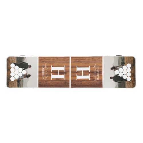 Create Your Own Party Rustic Dark Wood Photo Beer Pong Table