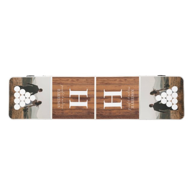 Create Your Own Party Rustic Dark Wood Photo Beer Pong Table (Top)