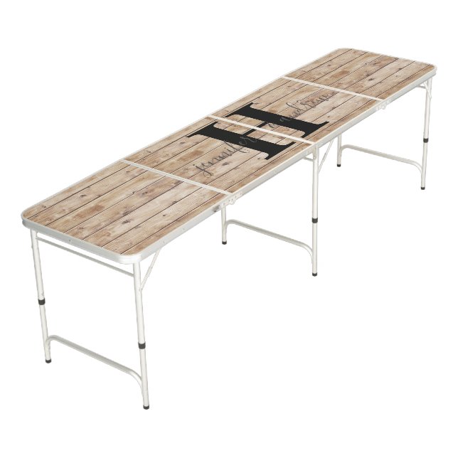 Create Your Own Party Rustic Light Wood Beer Pong Table (Angled)