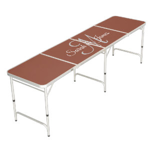 Create your own party Terracotta Monogrammed Name  Beer Pong Table