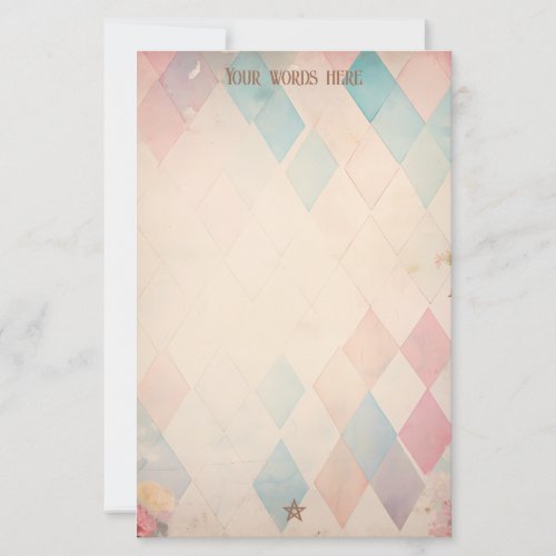 Create Your Own Pastel Harlequin Grunge Floral Stationery