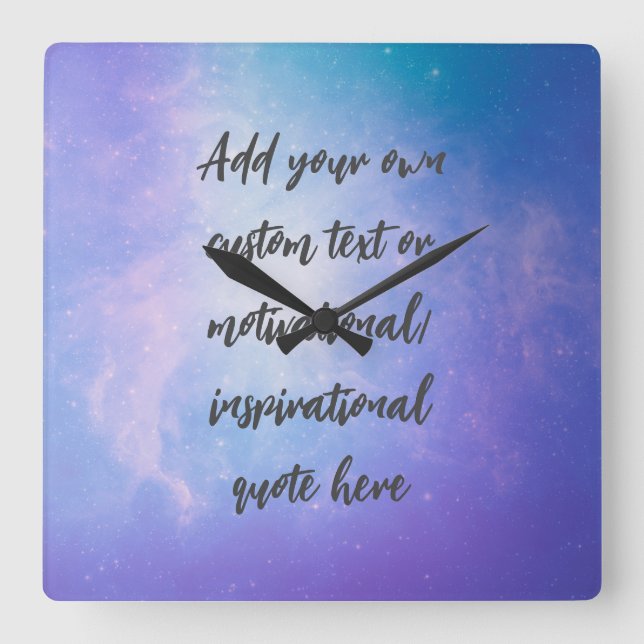 Create Your Own Pastel Motivational Quote Square Wall Clock (Front)