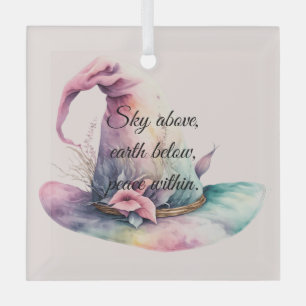 Create Your Own Pastel Rainbow Witch Hat Leaves Glass Ornament