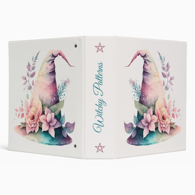 Create Your Own Pastel Rainbow Witch Hat Roses 3 Ring Binder (Background)