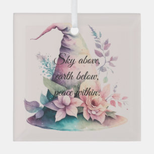 Create Your Own Pastel Rainbow Witch Hat Roses Glass Ornament