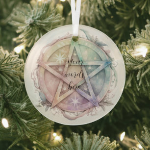 Create Your Own Pastel Starry Rainbow Pentacle Glass Ornament