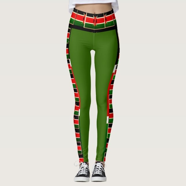 Create your Own Patriot Kenya National Flag Colors Leggings (Front)