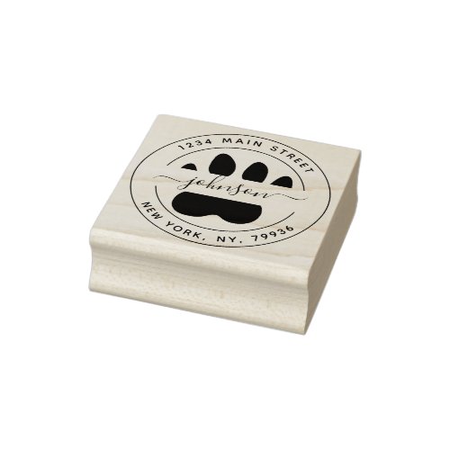 Create Your Own Paw Modern Round Return Address Rubber Stamp