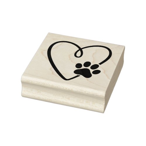 Create Your Own Paw Print Heart Animal Lover Rubber Stamp