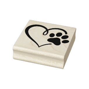 Create Your Own Paw Print Heart Pet Love Rubber Stamp