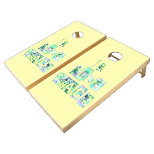 Create Your Own Peace Natural Wood Cornhole Cornhole Set