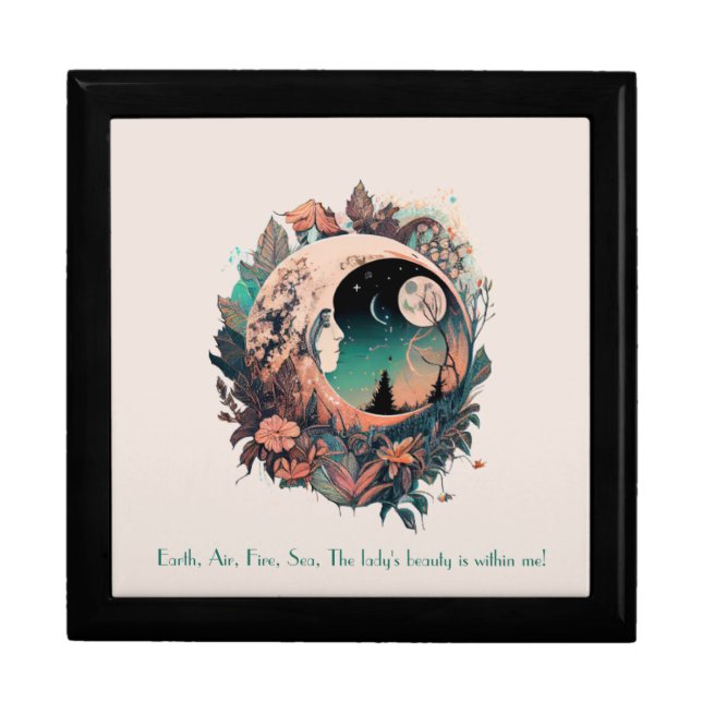 Create Your Own Peaceful Boho Crescent Moon Floral Gift Box (Front)