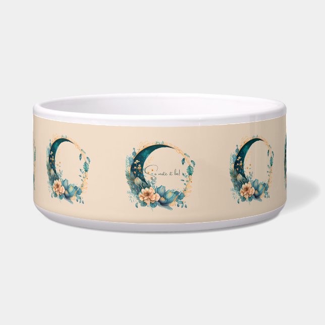 Create Your Own Peach & Teal Floral Moon Bowl (Front)