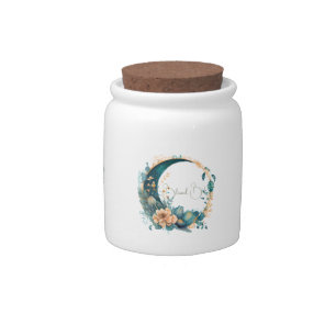 Create Your Own Peach & Teal Floral Moon Candy Jar