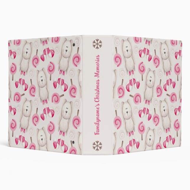 Create Your Own Peppermint Bunny Rabbits Christmas 3 Ring Binder (Background)