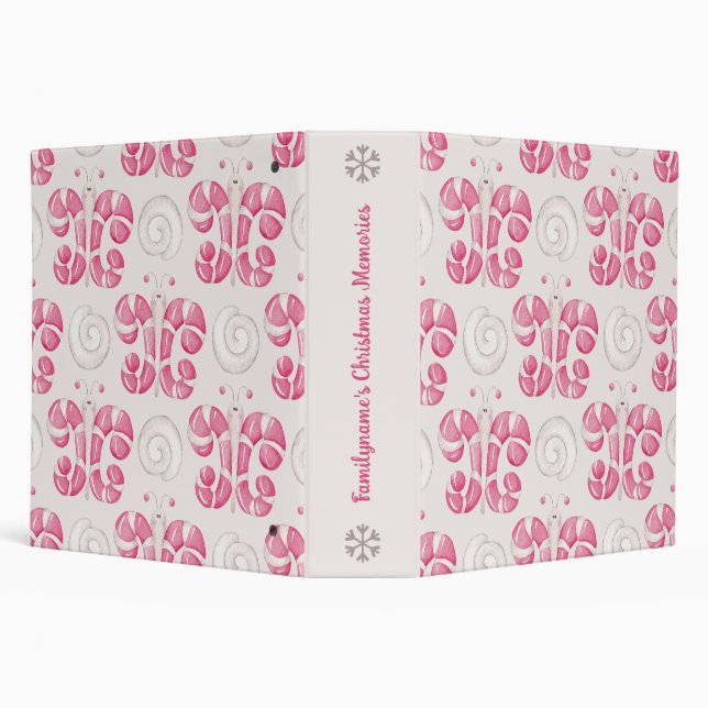 Create Your Own Peppermint Butterflies Christmas 3 Ring Binder (Background)