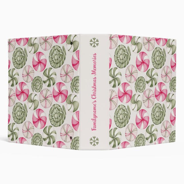 Create Your Own Peppermint Candies Christmas 3 Ring Binder (Background)