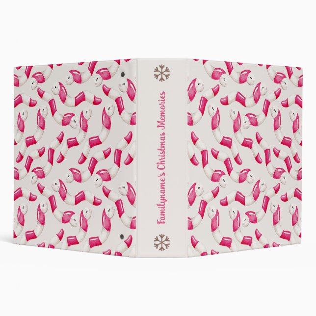 Create Your Own Peppermint Candy Worms Christmas 3 Ring Binder (Background)