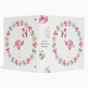 Create Your Own Peppermint Flamingo Christmas 3 Ring Binder