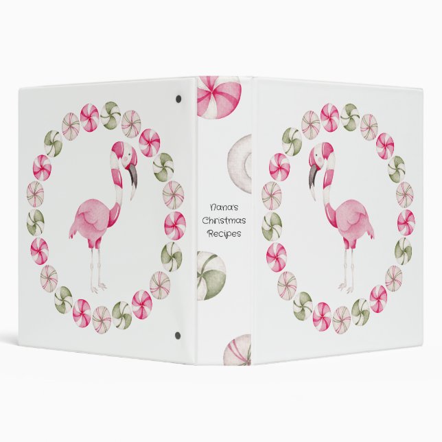 Create Your Own Peppermint Flamingo Christmas 3 Ring Binder (Background)