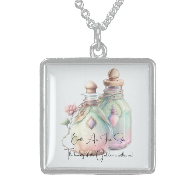 Create Your Own Perfume Bottles Sterling Silver Necklace (Front)