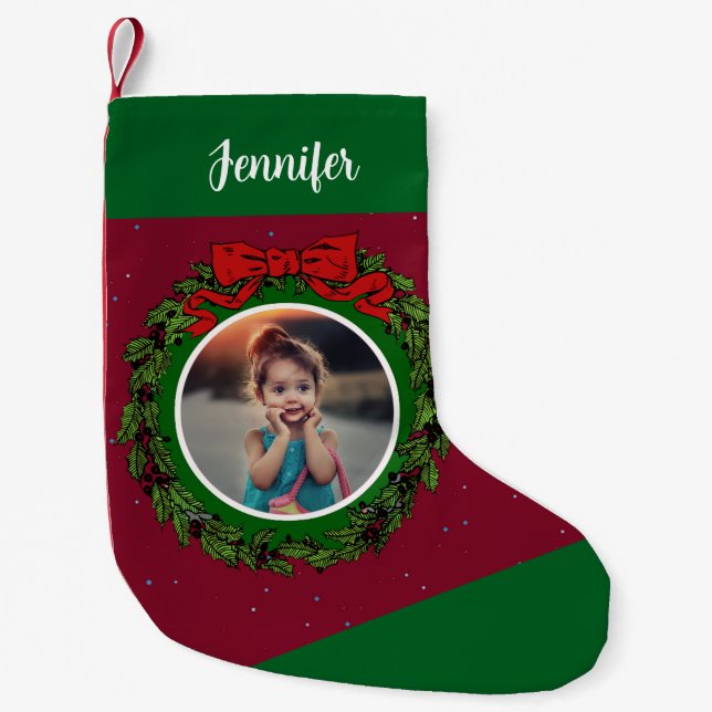 Create your own personal Christmas photo Small Christmas Stocking (Front)