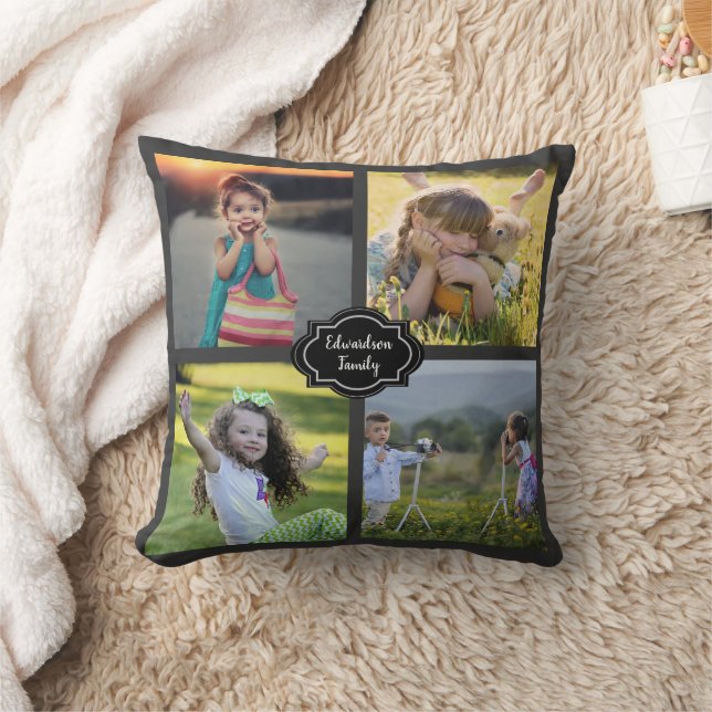 Create your own personal family photo collage throw pillow (Blanket)