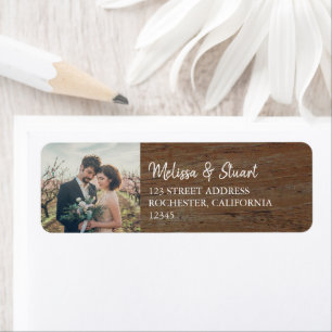 Create your own personal photo on wood Wedding Label