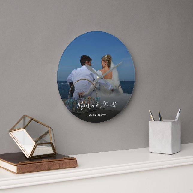 Create your own personal photo wedding large clock (Office)