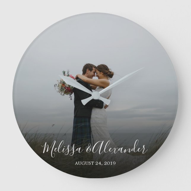 Create your own personal photo wedding large clock (Front)