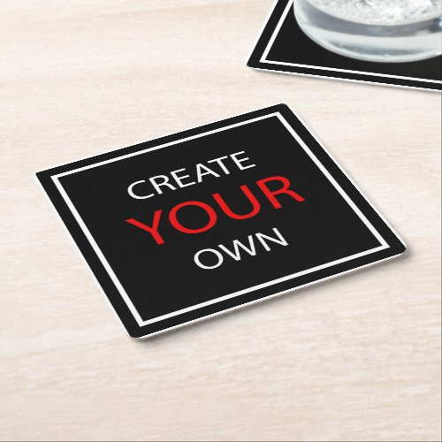 Create Your Own _ personalised branded  Custom Square Paper Coaster