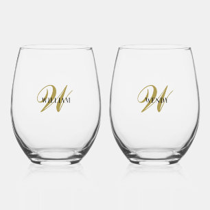 Create Your Own Personalize Add Monogram,Name Stemless Wine Glass