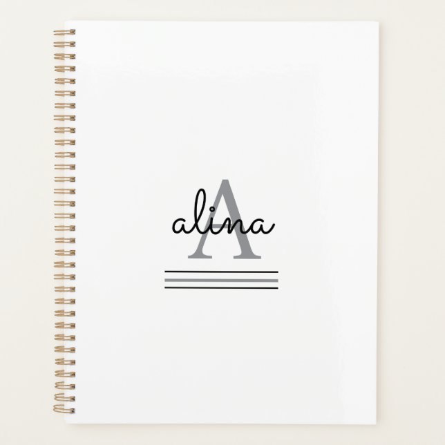 Create Your Own Personalize Monogram Spiral Planner (Front)