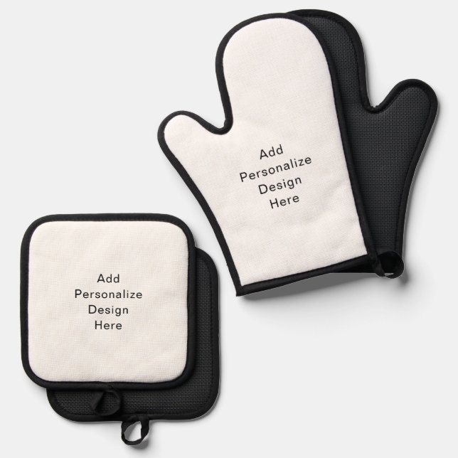 create your own personalize oven mitt & pot holder set (Front/Back)