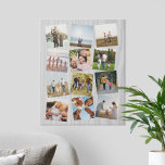 Create Your Own Personalized 12 Photo Collage Faux Canvas Print<br><div class="desc">Create your own personalized photo collage faux canvas print featuring 12 of your favorite pictures and wood grain background</div>