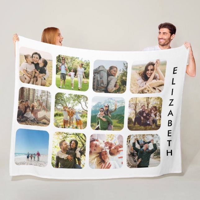 Create Your Own Personalized 12 Photo Collage Fleece Blanket (In Situ)